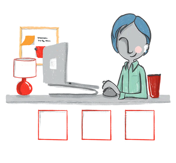 illustration of a woman seated with a laptop
