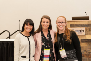 Christy Huynh AuD managing editor of AudiologyOnline, Elizabeth Marler President of the Student Academy of Audiology Board of Directors and Caitlin Grefe continued instructional technology specialist