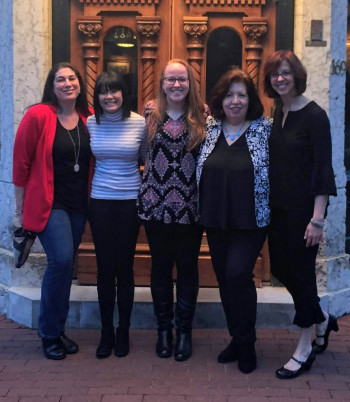Members of the AudiologyOnline team, including Melissa Freund, Christy Huynh, Caitlin Grefe, Nancy Adamson, & Carolyn Smaka.