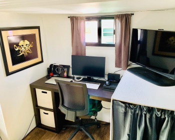 Work space of Lacalle Group Simucase developer, Aaron Hall.