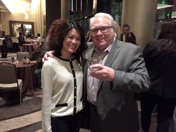 Christy Huynh, AuD, managing editor of AudiologyOnline, with Gus Mueller, PhD.